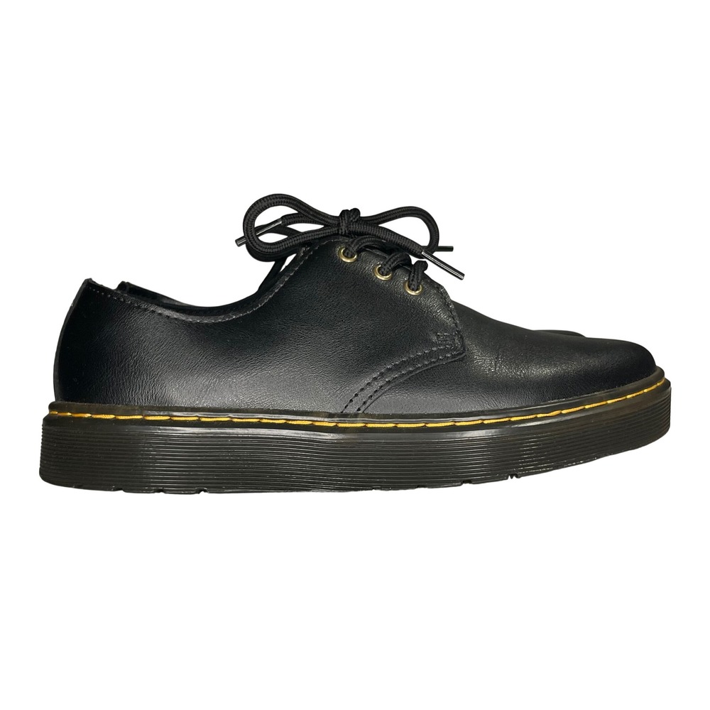 Dr. Martens M 6 L 7 Zavala Lo Smooth Black Leather 3-Eye Platform Oxford Shoes